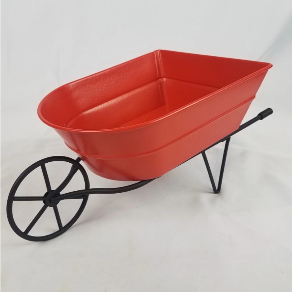 Bullseye Playground Metal WHEELBARROW Container (Orangish Red)
